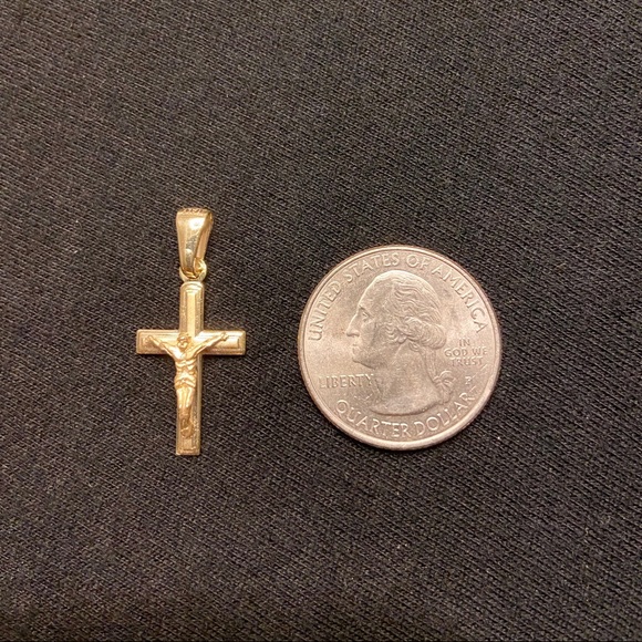 Gold Chain Cuban Curb 4mm and Cross .925 Italy - Picture 2 of 6